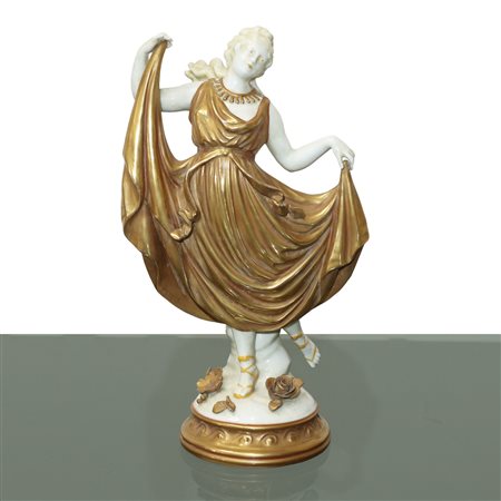 Capodimonte - Danzatrice in abito dorato, scultura in porcellana di Capodimonte