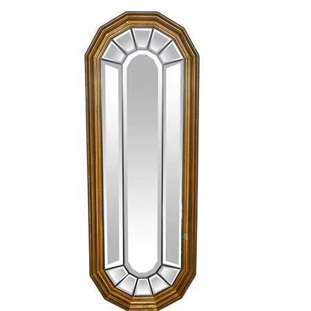 Specchiera decorativa poligonale con cornice dorata, 20° secolo