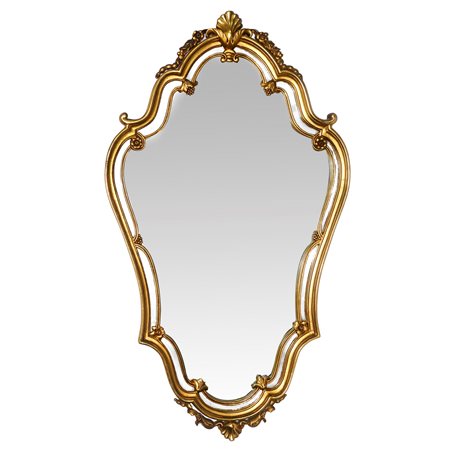 Specchiera sagomata in stile Rococò entro cornice con decori floreali, 20° secolo