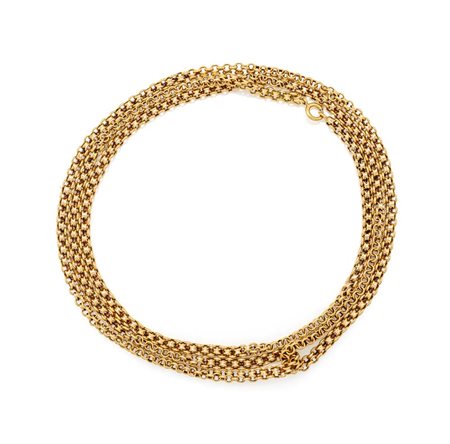  
Lunga catena in oro a maglia tubolare 
 Lunghezza cm 114