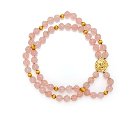  
Collana in quarzo rosa ed oro 
 Lunghezza cm 88