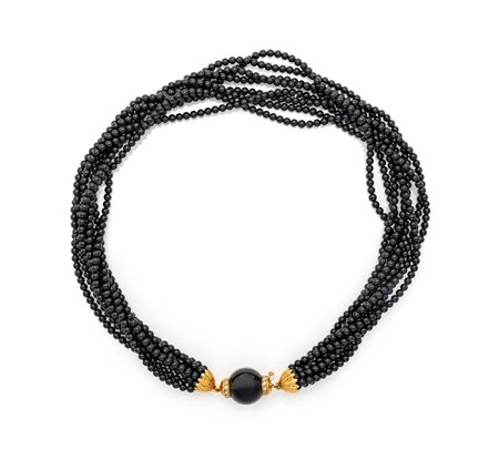  
Collana a torchon in onice, oro e brillanti 
 Lunghezza cm 40