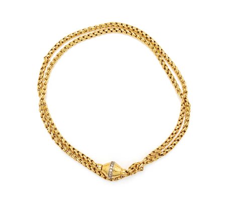  
Lunga collana a laccio in oro e brillanti 
 Lunghezza cm 76