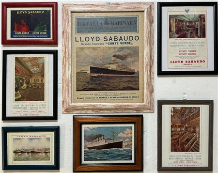 Lotto formato da 7 stampe o ritagli di giornale riguardanti il Lloyd Sabaudo. L