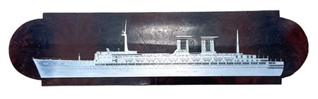 Placca in legno e metallo nave Raffaello, Italia Società di Navigazione (Italia
