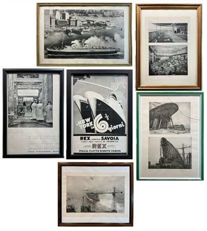 Lotto formato da 5 ritagli di giornale e una riproduzione di una fotografica (A