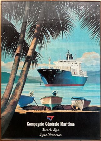 Manifesto pubblicitario nave Fort Fleur D'Epee, Compagnie Generale Transatlanti