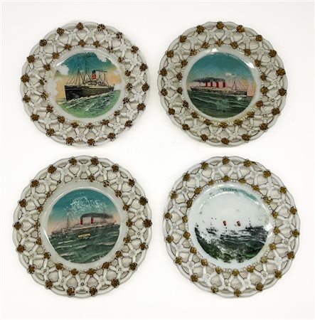 Lotto formato da:
N°1 piatto souvenir in vetroresina navi Lusitania/Mauretania