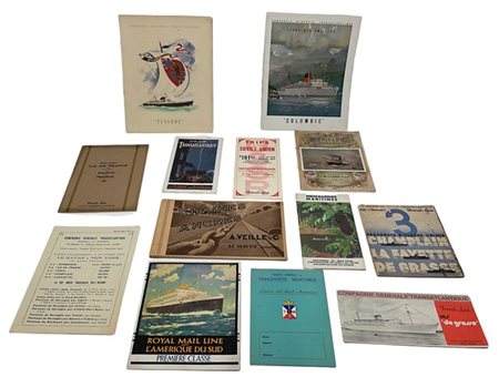 Lotto formato da:
N°1 brochure, Booth Line, 1908;
N°1 brochure navi Ile de Fran