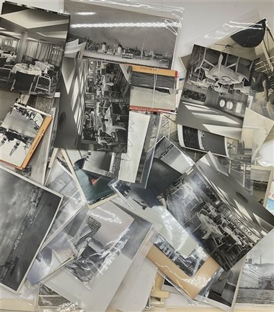 Grande lotto di fotografie in bianco e nero raffiguranti navi e transatlantici,