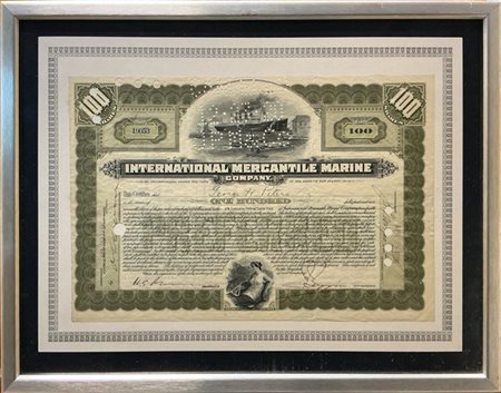 Certificato azionario da 100 azioni comprate da George Henry Peters con firma a
