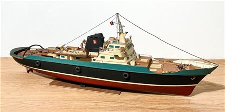 Modellino nave ignota sotto bandiera francese, con base, cm 90, Modellino che p