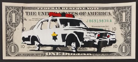 KESH ART BY CASTELLAN Zagabria (Zg) 1967 Police car 2026 Stencil su dollaro...