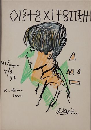 KODRA IBRAHIM Ishëm (Albania) 1918 Figura 1997 Disegno a pennarello su carta...