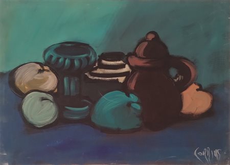 CORRIAS MAURO EMILIO Milano (Mi) 1941 Natura morta Olio su tela 50,00x70,00...