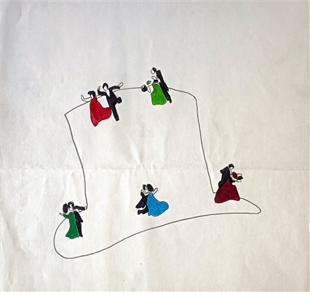LODOLA MARCO Pavia (Pv) 1955 Dancing 1990 Pennarelli su carta 22,50x24,00...