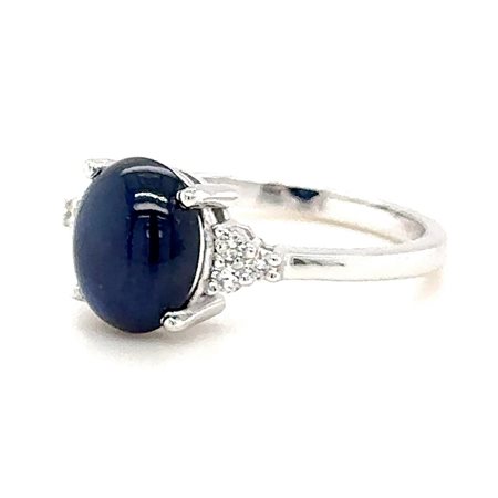 ANELLO IN ORO BIANCO 14K DA 2,12 G CON ZAFFIRO, DIAMANTI NATURALI