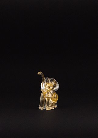 Elefantino in vetro di Murano ad avventurina, probabilmente Ercole Barovier, anni '50 del Novecento