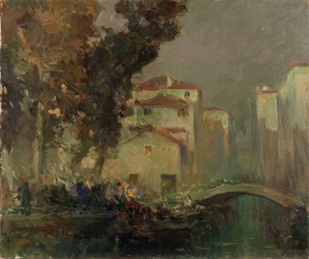 Tito Corbella (Pontremoli 1885 - Roma 1966)  - Venezia, campo all'imbrunire