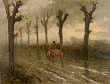 Tito Corbella (Pontremoli 1885 - Roma 1966)  - In carrozza d'inverno