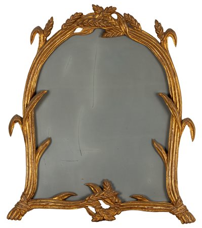 Specchiera in legno intagliato e dorato con spighe, fine secolo XIX - inizi secolo XX