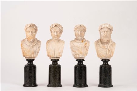 Quattro busti di poeti in alabastro