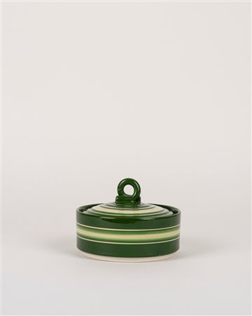 Contenitore in ceramica smaltata con coperchio, Rometti Umbertide, anni '40 del Novecento