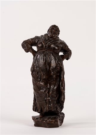 Salvatore de Simone (Napoli 1867 - 1896)  - Scultura in bronzo raffigurante vecchia popolana