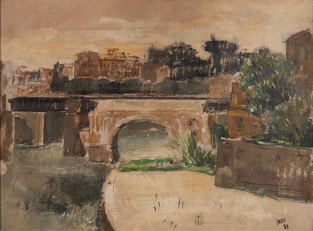 Luigi Surdi (Napoli 1897 - Roma 1959)  - Ponte sul Tevere, 1949