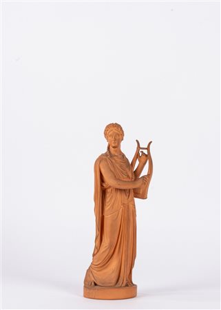 Scultura in terracotta raffigurante figura classica con lira