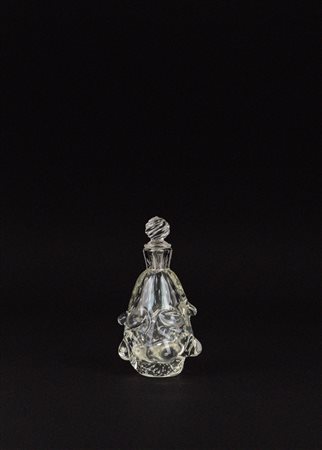 Flacone in vetro di Murano "a Mugnoni" con tappo, probabilmente Ercole Barovier, anni '50 del Novecento