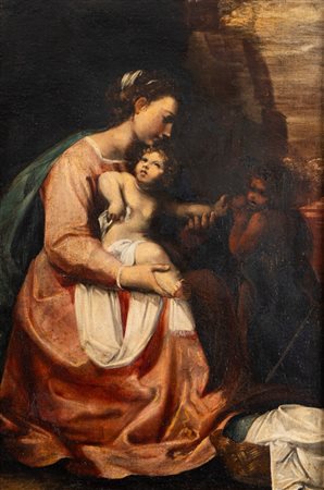 Scuola dell'Italia centrale, secolo XVII - Madonna con Bambino e San Giovannino