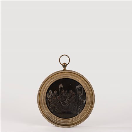 Placca circolare in bronzo con bassorilievo raffigurante la morte di Napoleone Bonaparte