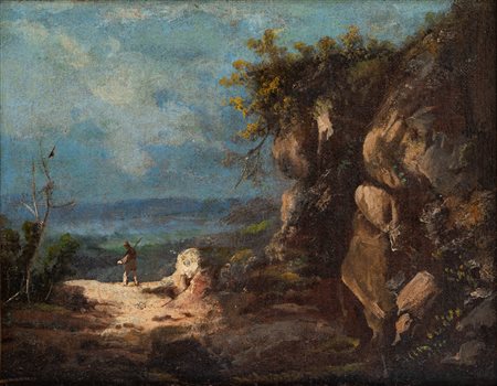 Scuola italiana, secolo XVIII - Cacciatore in un paesaggio