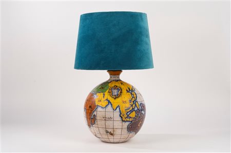 Ugo Zaccagnini - Lampada da tavolo in ceramica a forma di globo terrestre