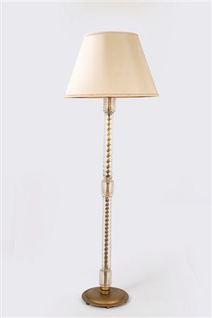 Lampada da terra con fusto a torchon in vetro di Murano 