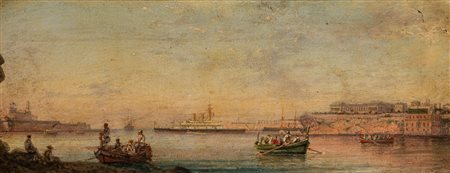 Attribuito a Girolamo Gianni ( Napoli 1837 - Malta 1895) - Malta, il porto della Valletta