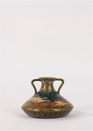 Olga Modigliani (Roma 1873 - 1968)  - Vaso in ceramica policroma con papere