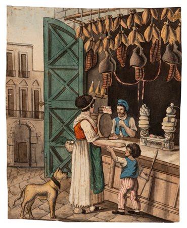 Scuola dell'Italia meridionale, secolo XIX - La bottega dei salumi