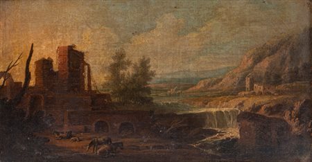 Scuola dell'Italia centrale, secolo XVII - Paesaggio con armenti