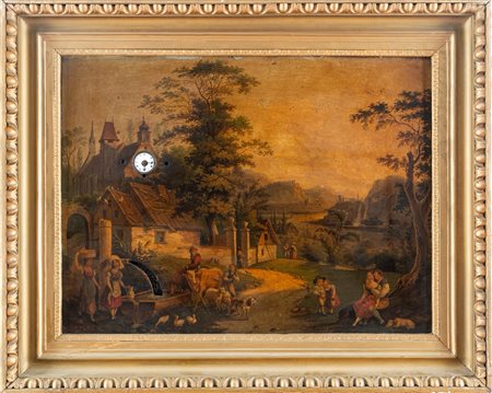 Carl Ludwig Hoffmeister (Vienna 1790 - 1843)  - Orologio illustrato con scena pastorale, 1829