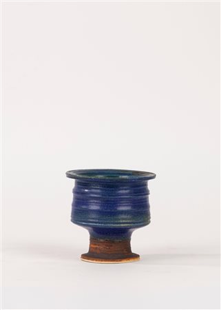 Coppa in ceramica blu, Annikki Hovisaari per Arabia Ceramiche, 1950 circa