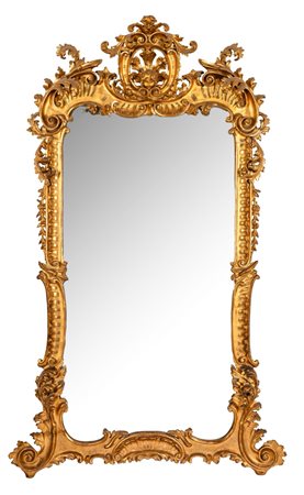 Grande specchiera in stile rococò, fine secolo XIX