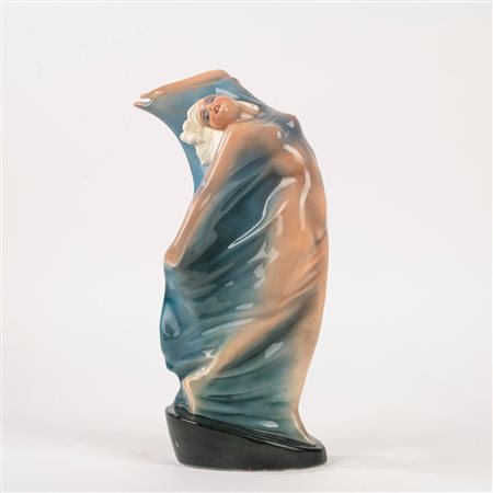 Scultura in ceramica policroma raffigurante danzatrice (Greta Garbo?), Triart Bassano