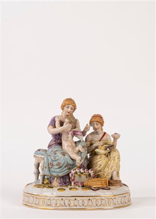 Gruppo scultoreo in porcellana policroma, Volkstedt secolo XX