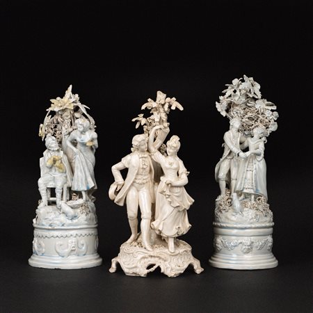Tre gruppi scultorei in terraglia invetriata, Bunato Bassano