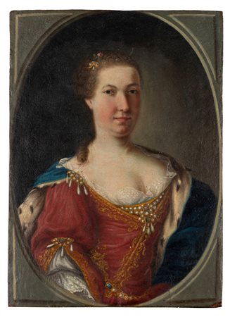 Scuola europea, secolo XVII - Ritratto di principessa in abito rosso
