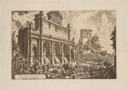 Incisione raffigurante l'Acqua Paola a Roma, da Giovanni Battista Piranesi secolo XIX