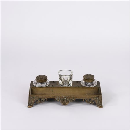 Calamaio in bronzo dorato, fine secolo XIX