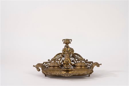 Calamaio in ottone dorato, secolo XIX